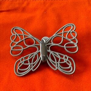 Neiman Marcus Etched Silver Tone Butterfly Scarf Clip Brooch
